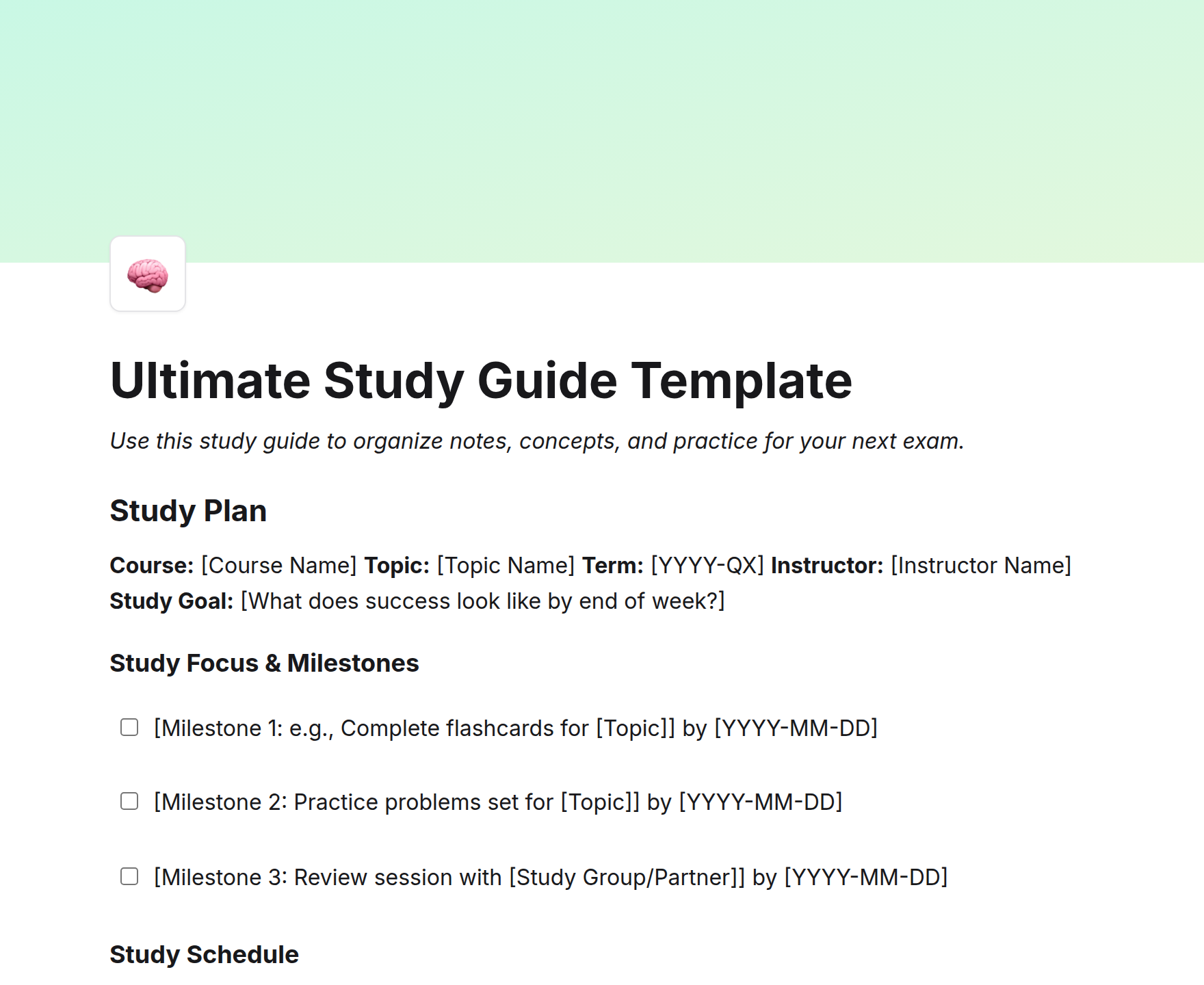 Ultimate Study Guide Template