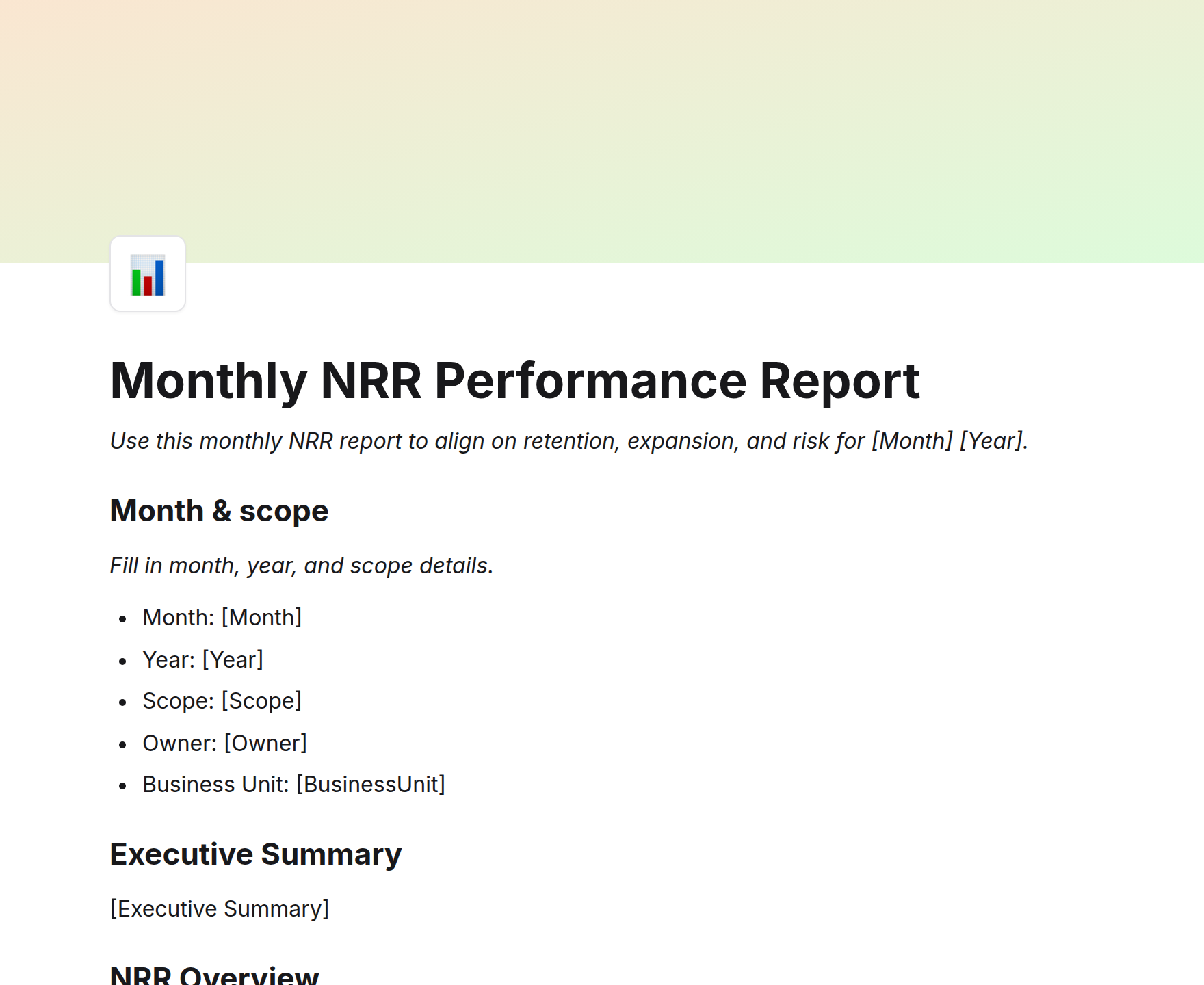 Monthly NRR Performance Report