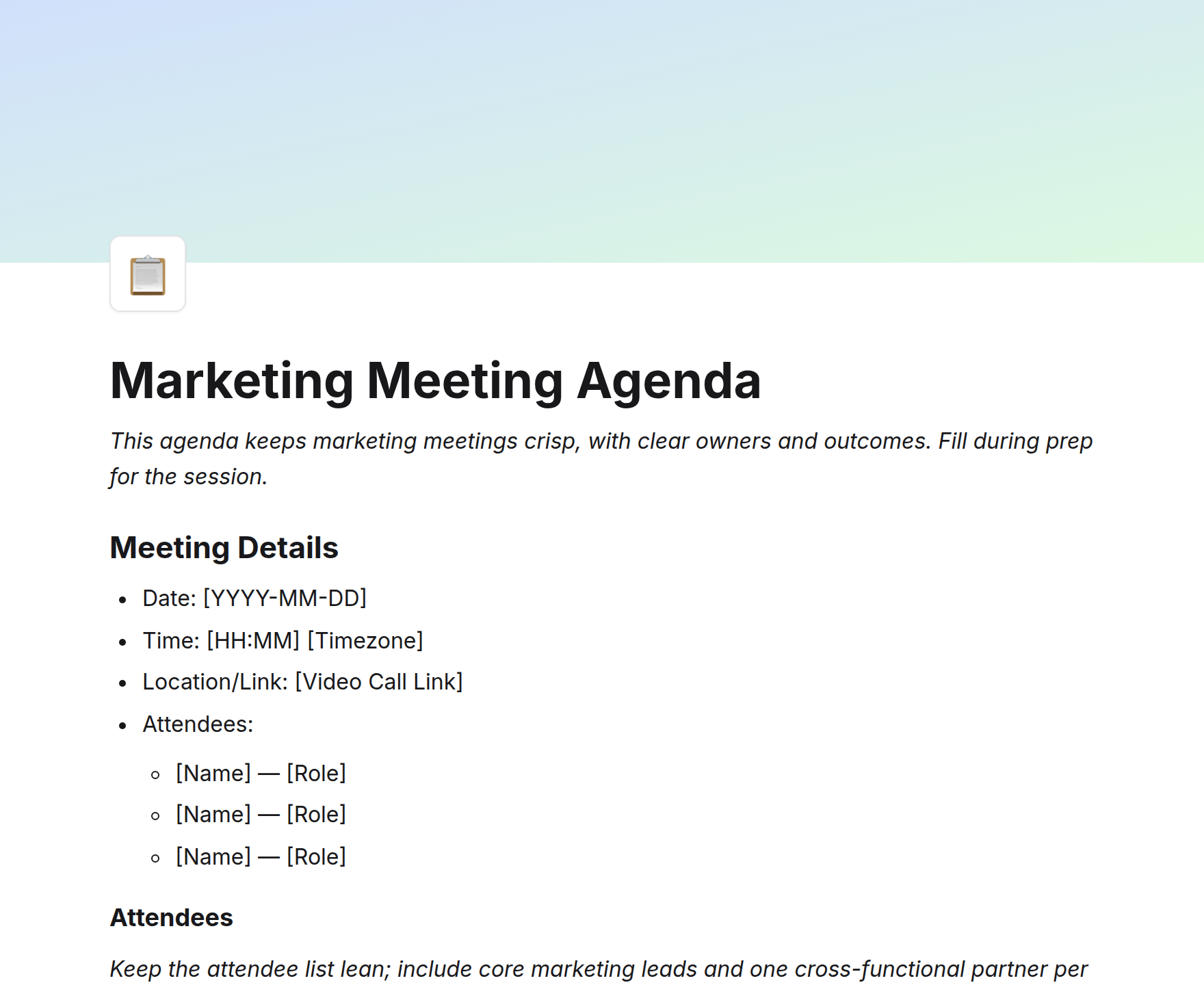 Marketing Meeting Agenda