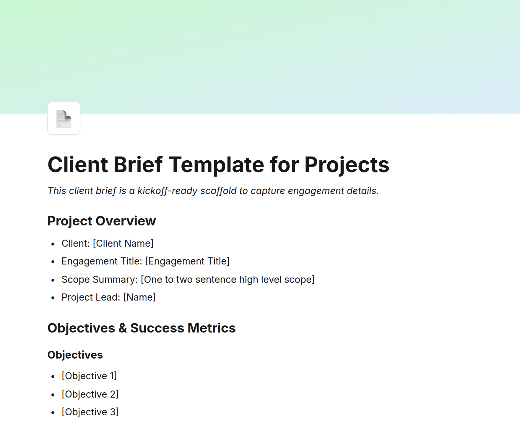 Client Brief Template for Projects