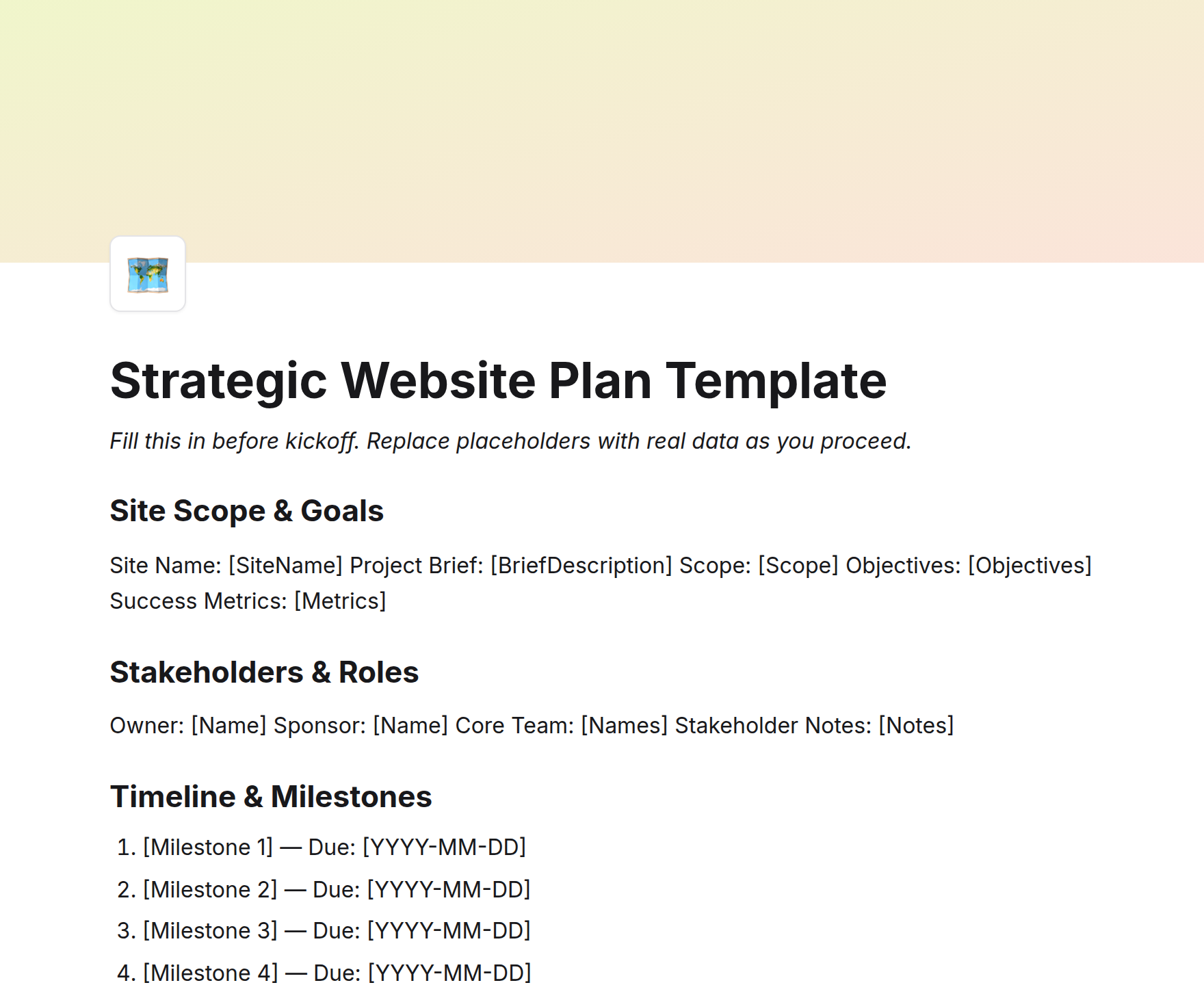 Strategic Website Plan Template