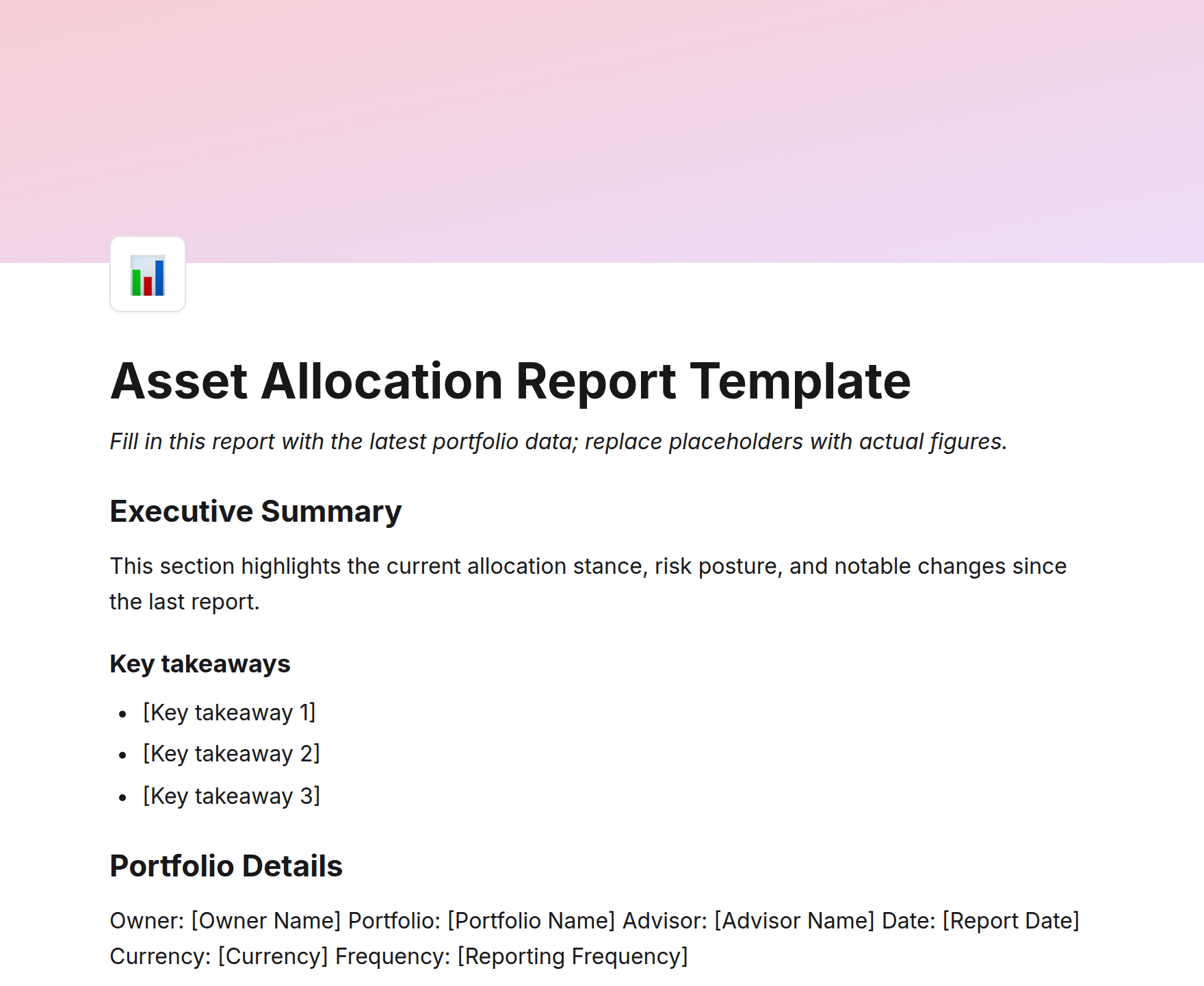 Asset Allocation Report Template