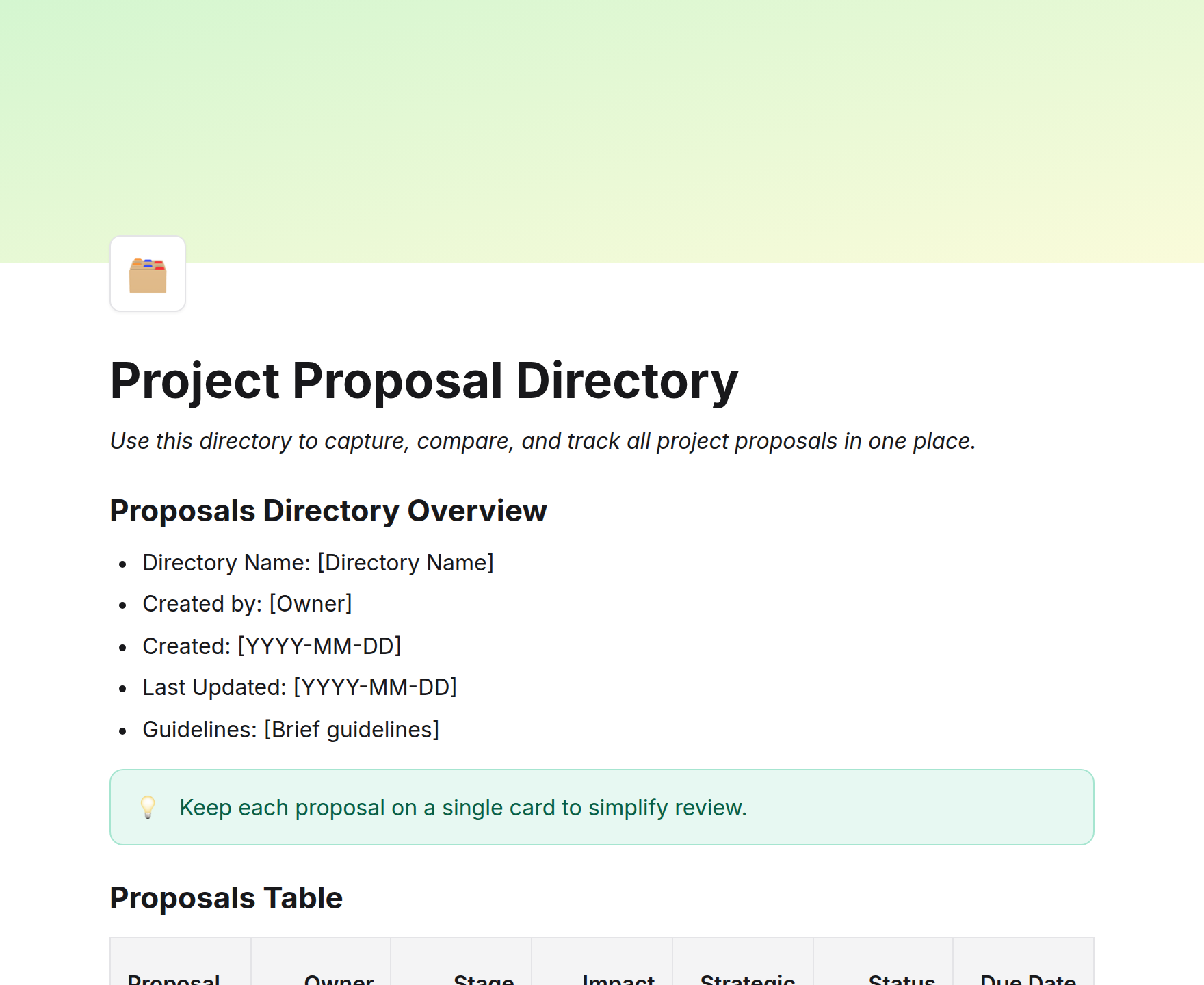 Project Proposal Directory