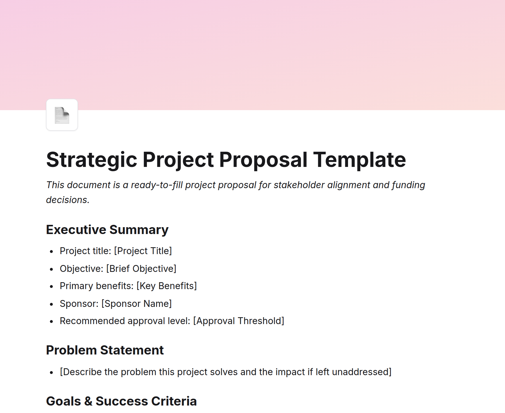 Strategic Project Proposal Template