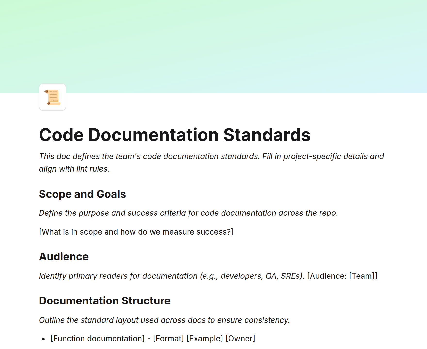 Code Documentation Standards