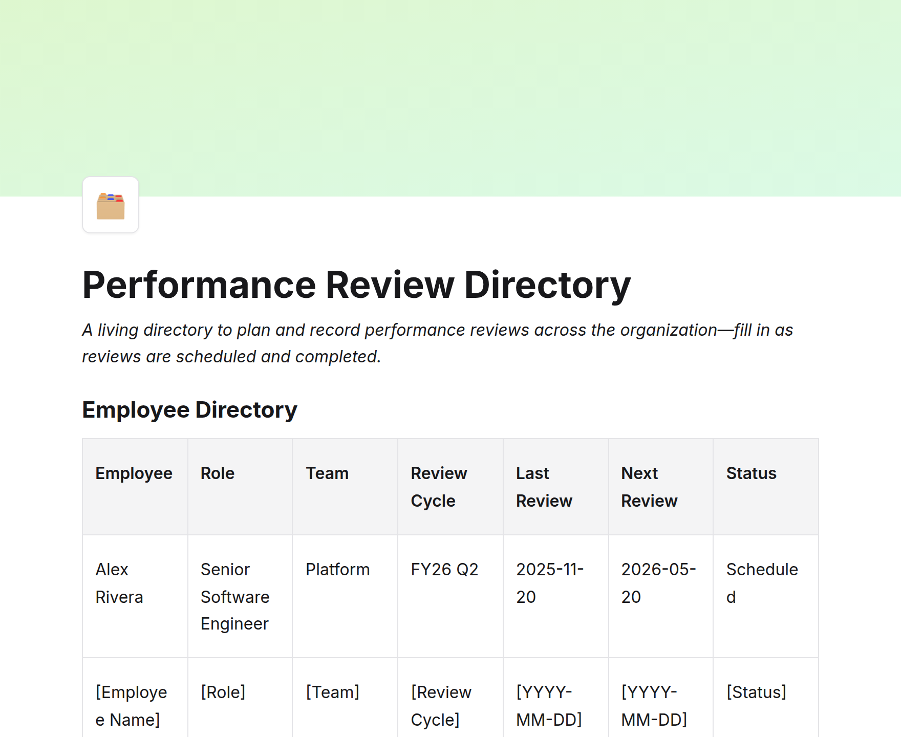Performance Review Directory
