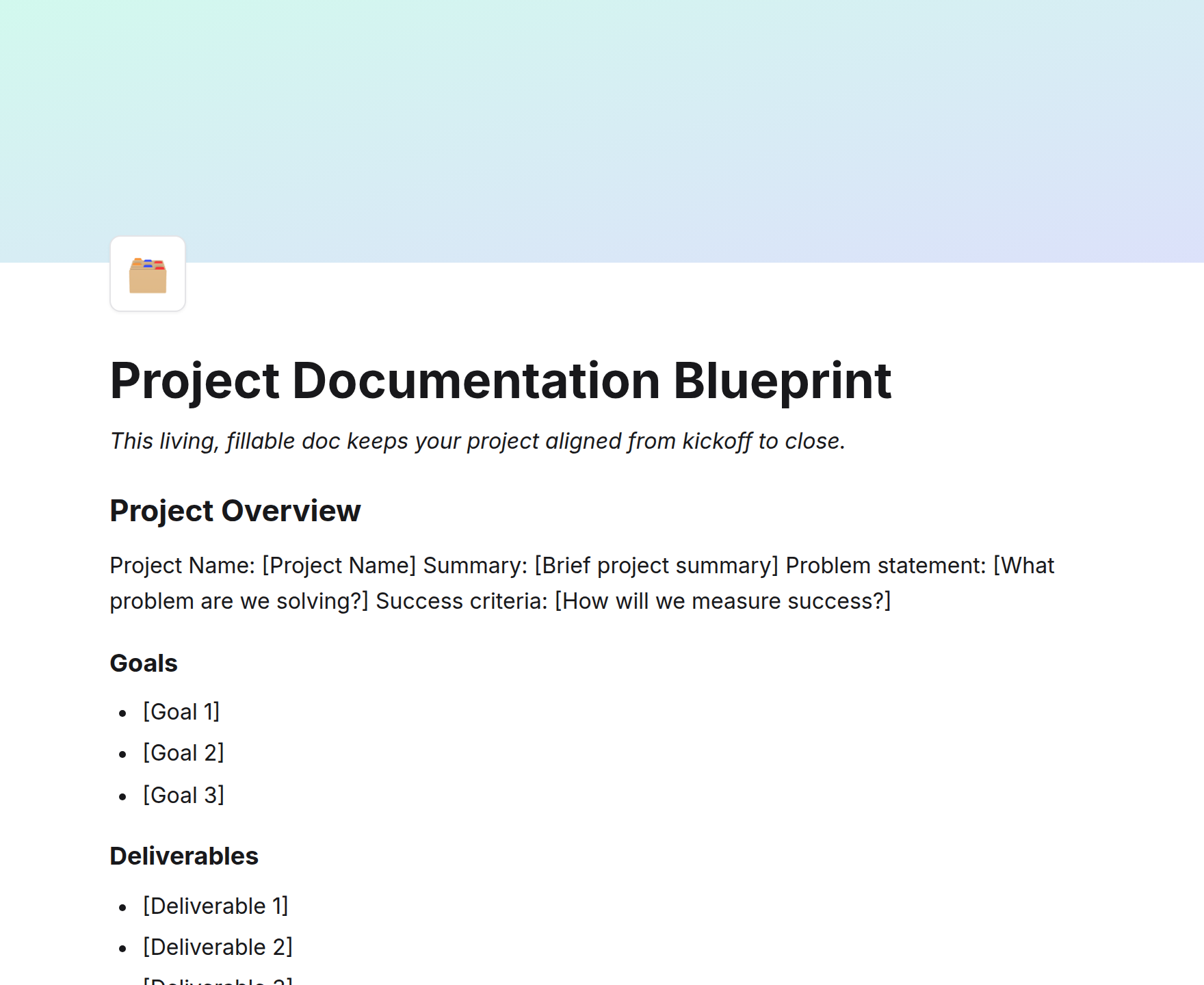 Project Documentation Blueprint