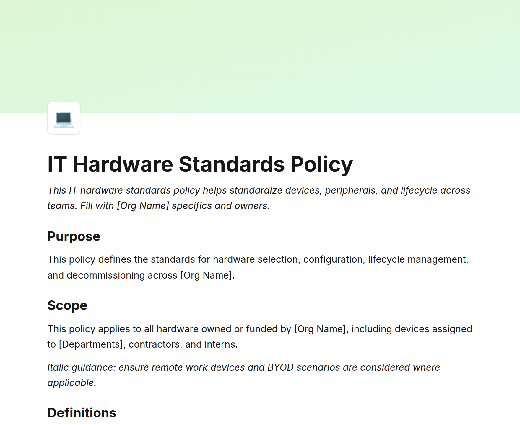 IT Hardware Standards Policy