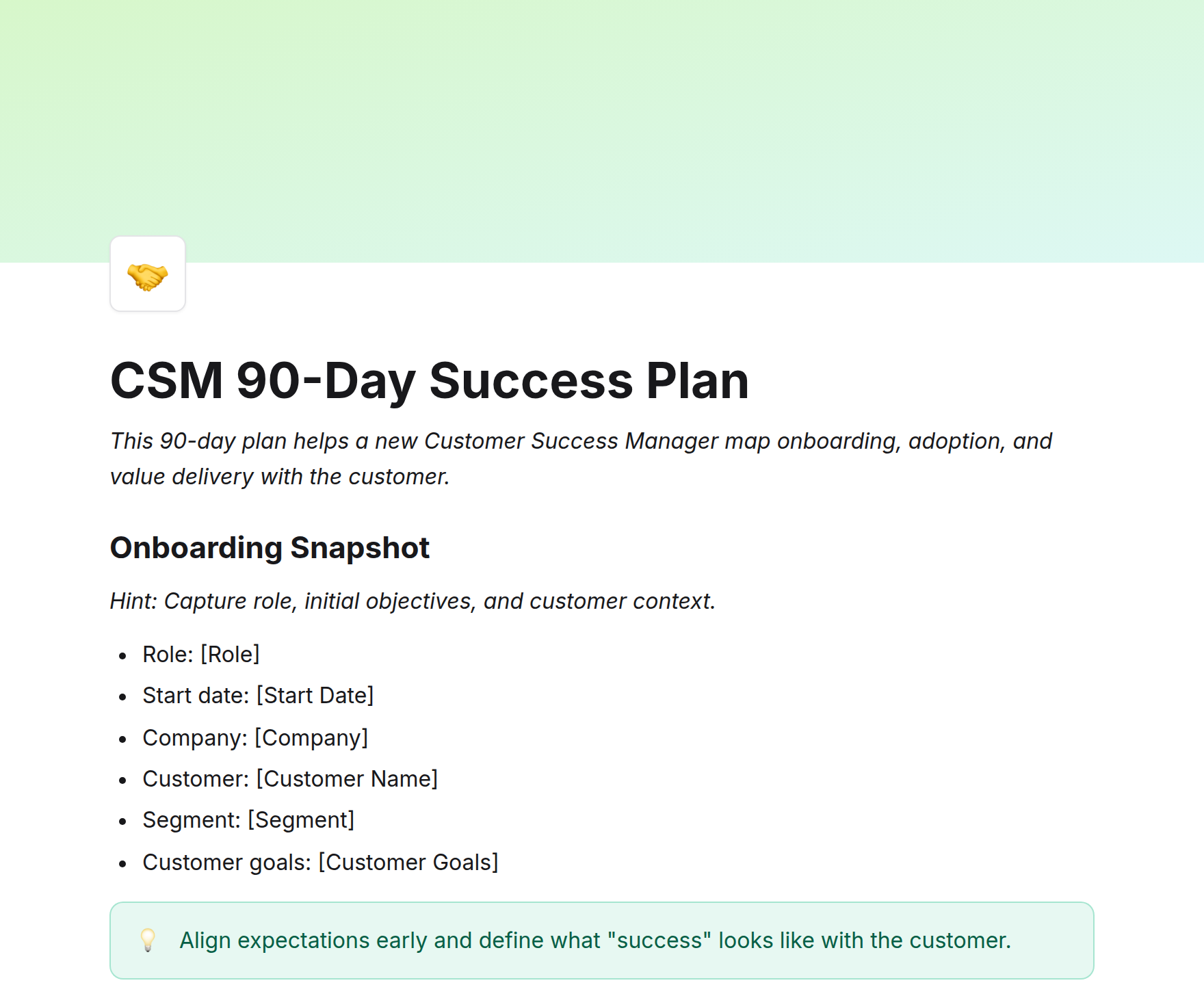 CSM 90-Day Success Plan