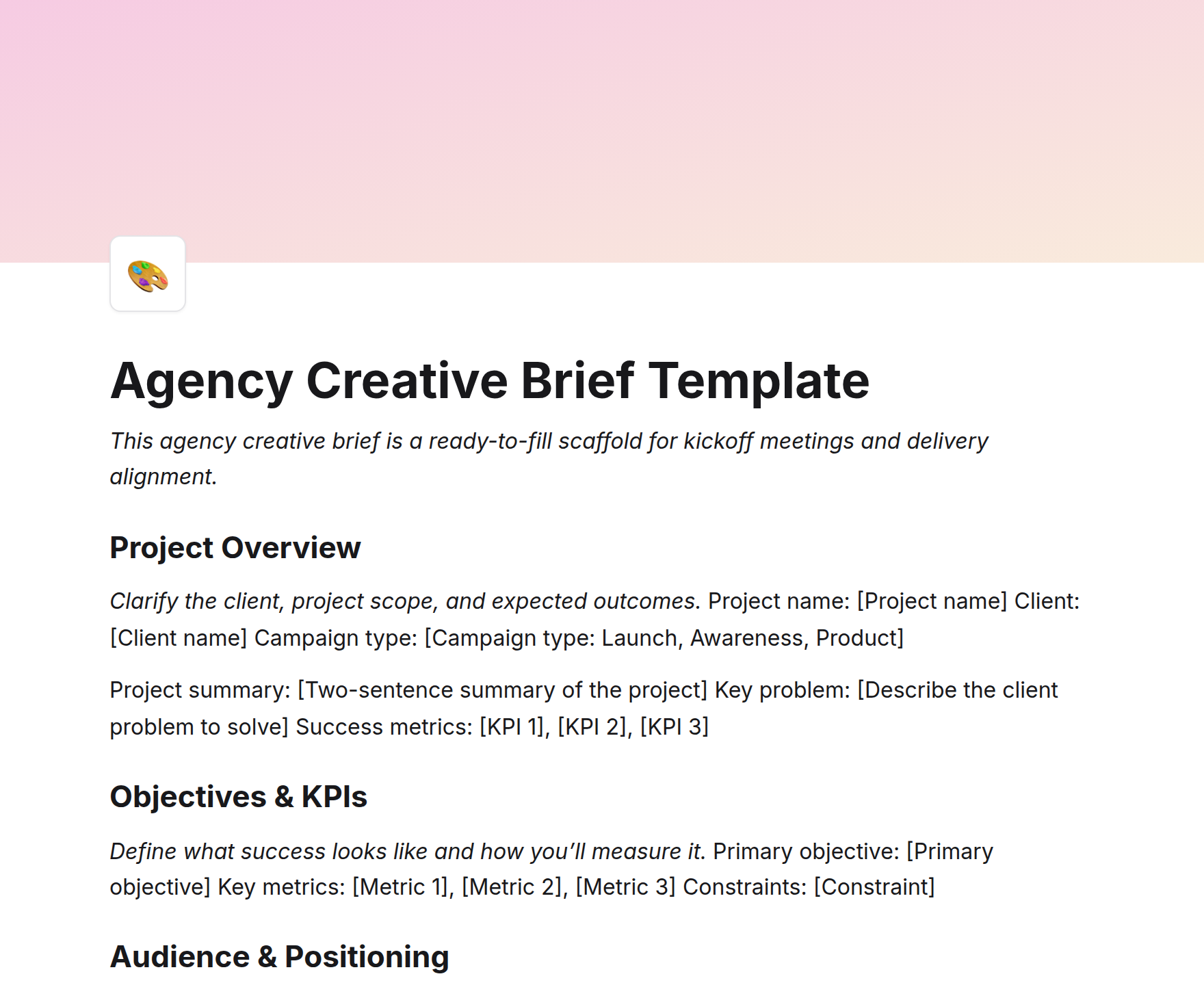 Agency Creative Brief Template