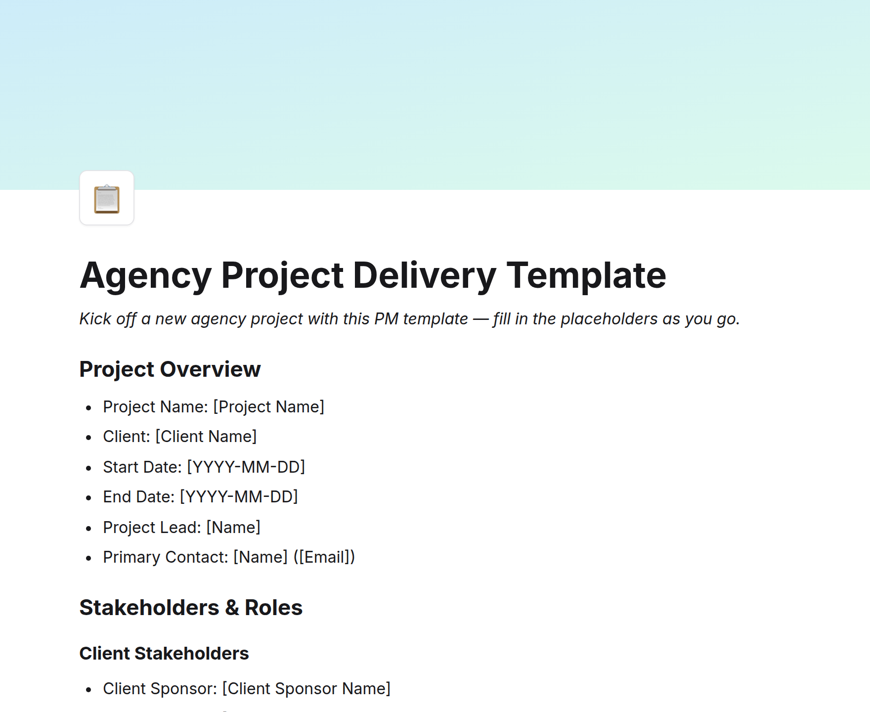 Agency Project Delivery Template