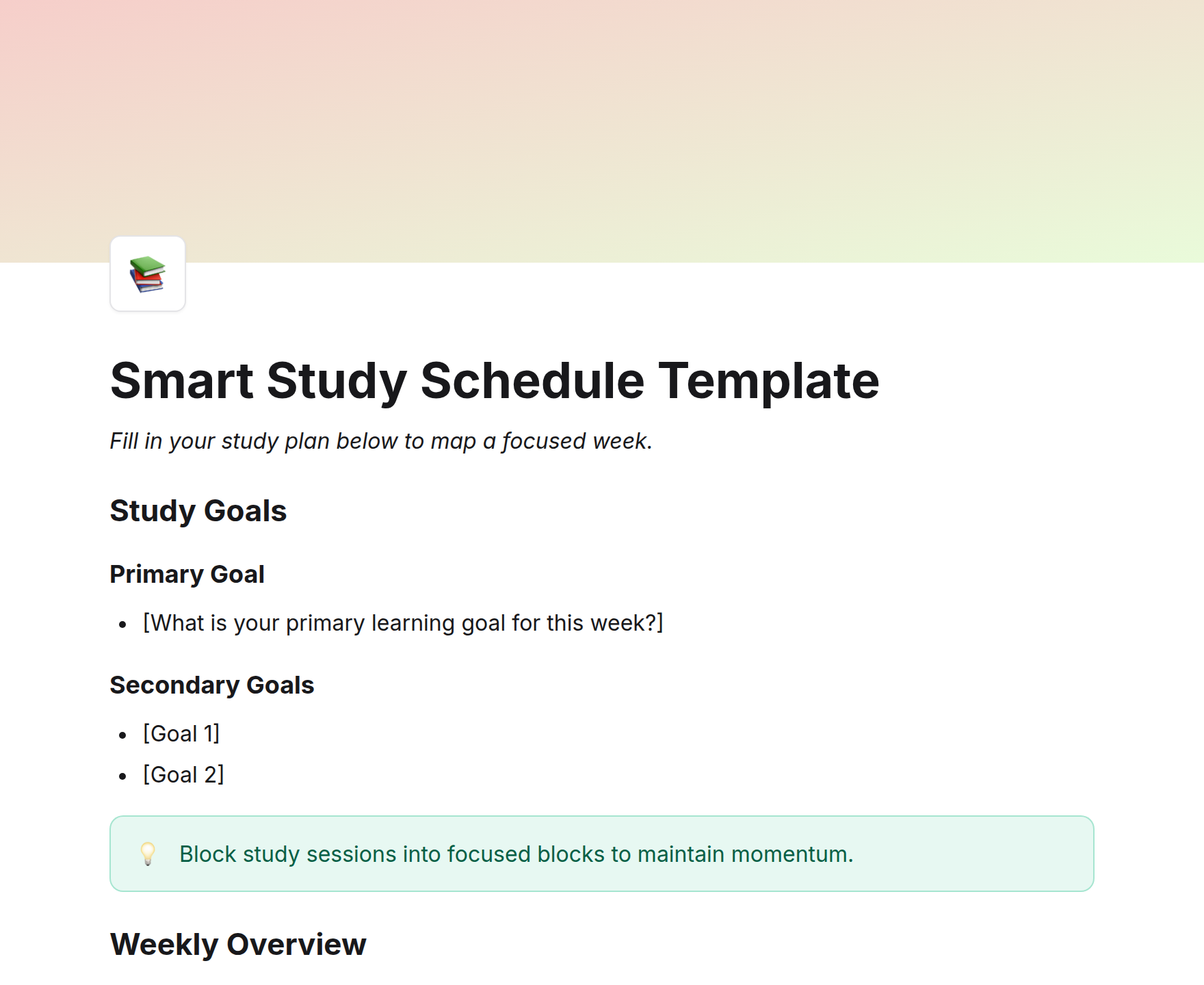 Smart Study Schedule Template