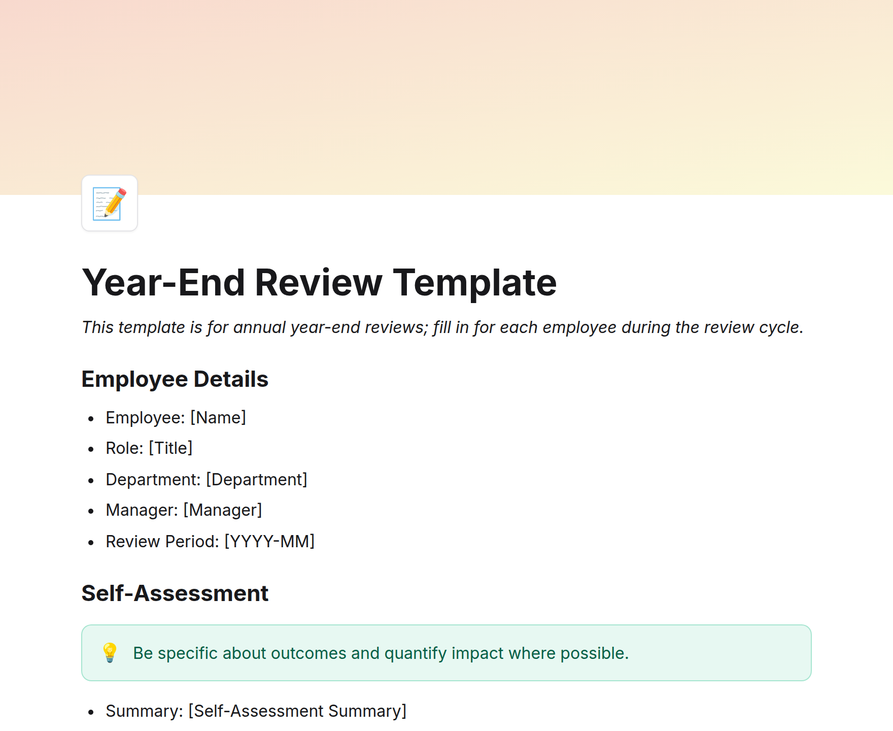 Year-End Review Template