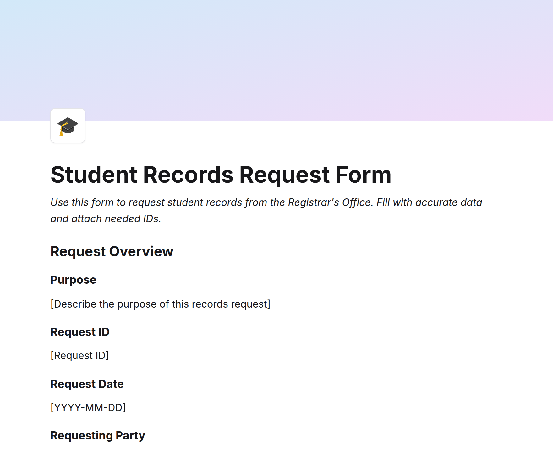Student Records Request Form