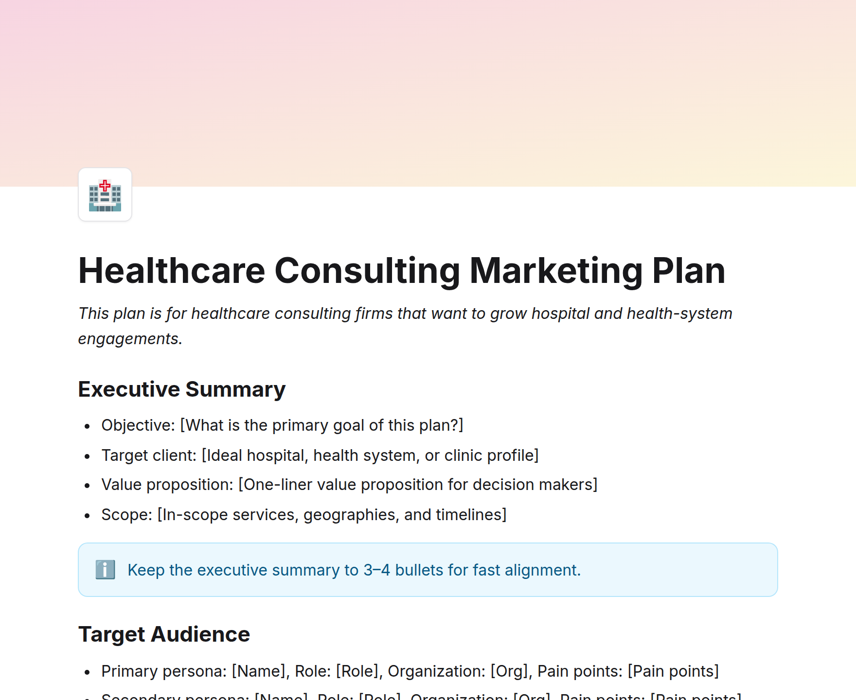 Healthcare Consulting Marketing Plan