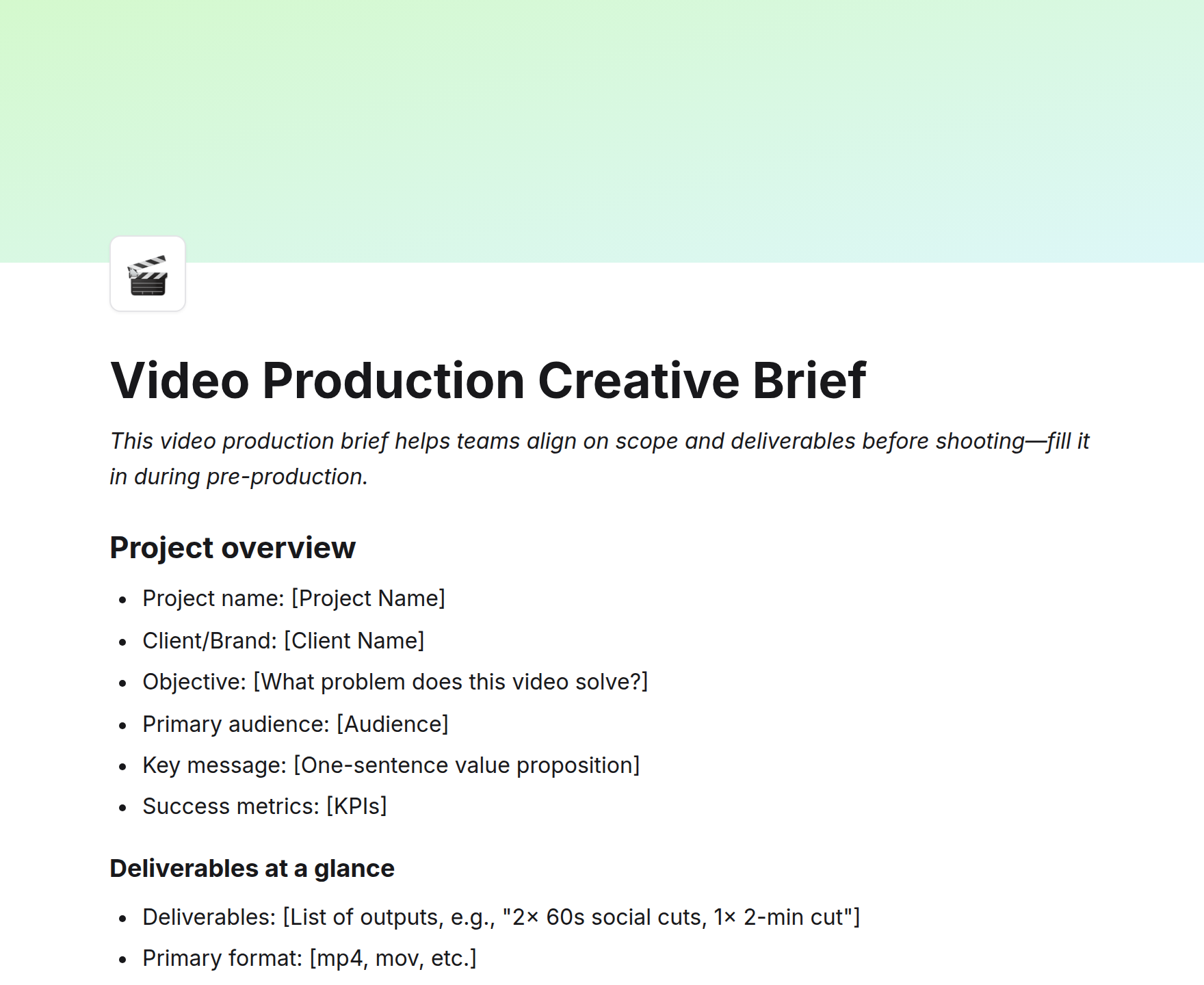 Video Production Creative Brief