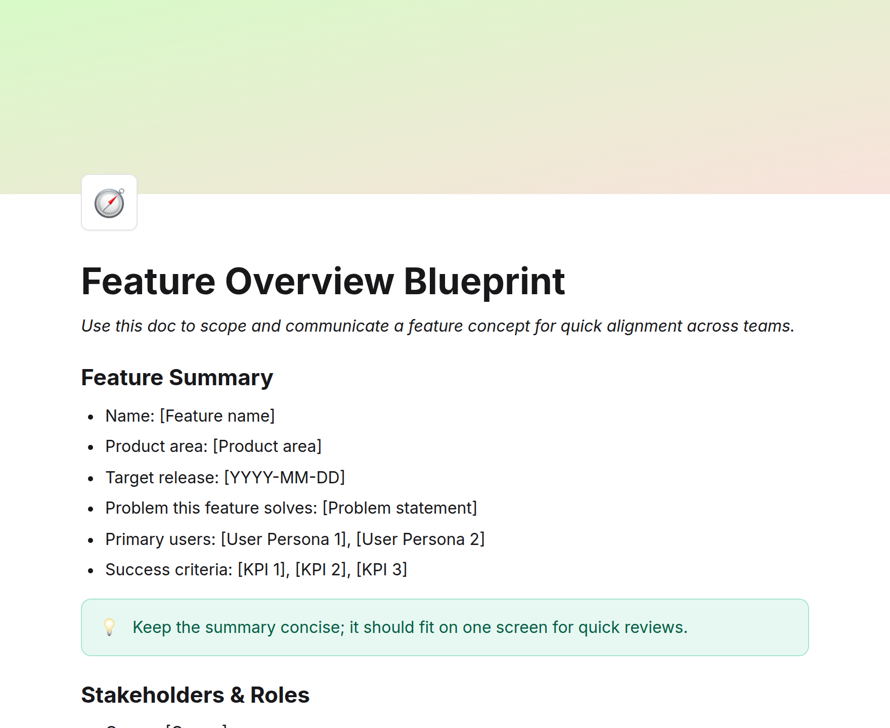 Feature Overview Blueprint