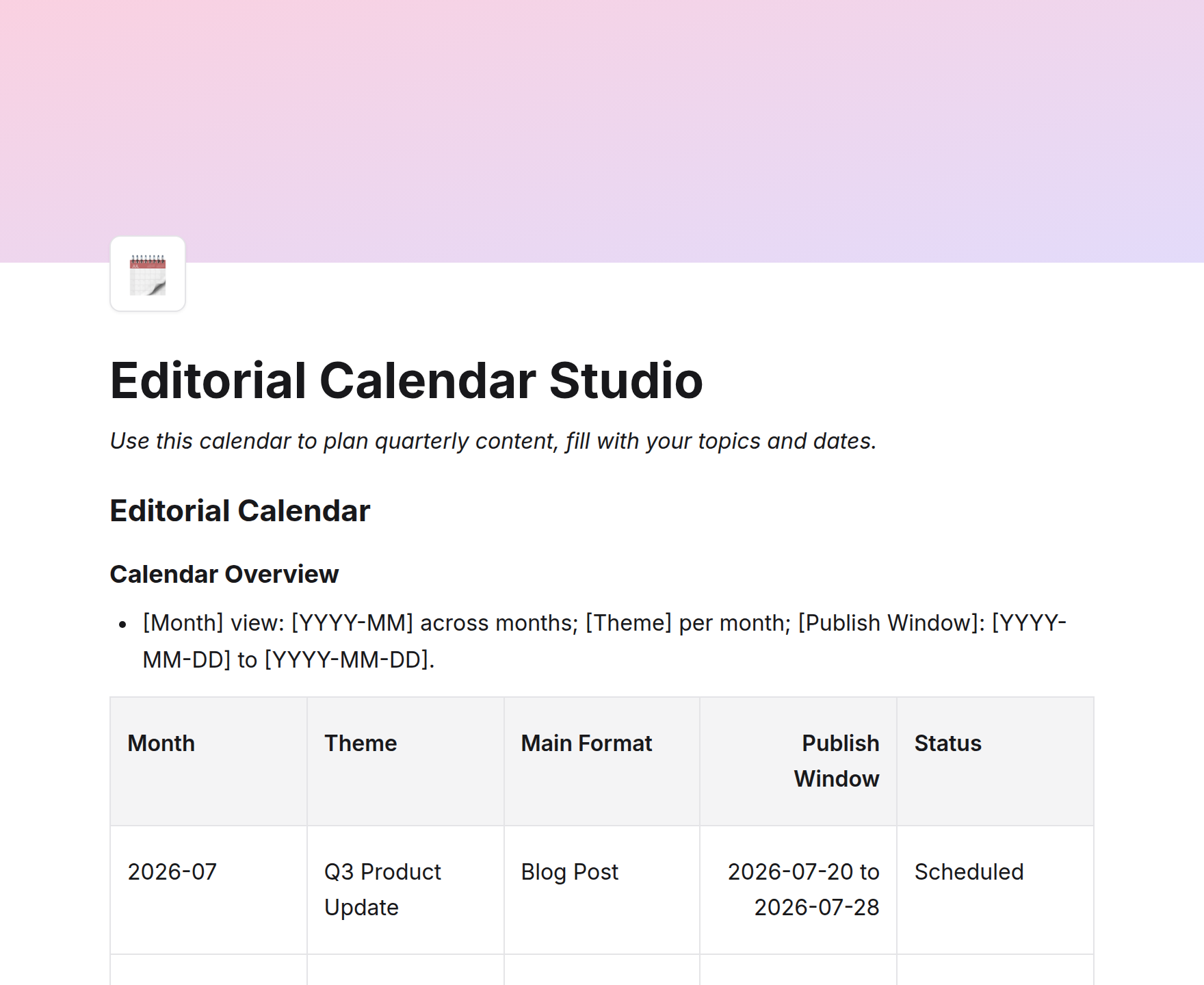 Editorial Calendar Studio