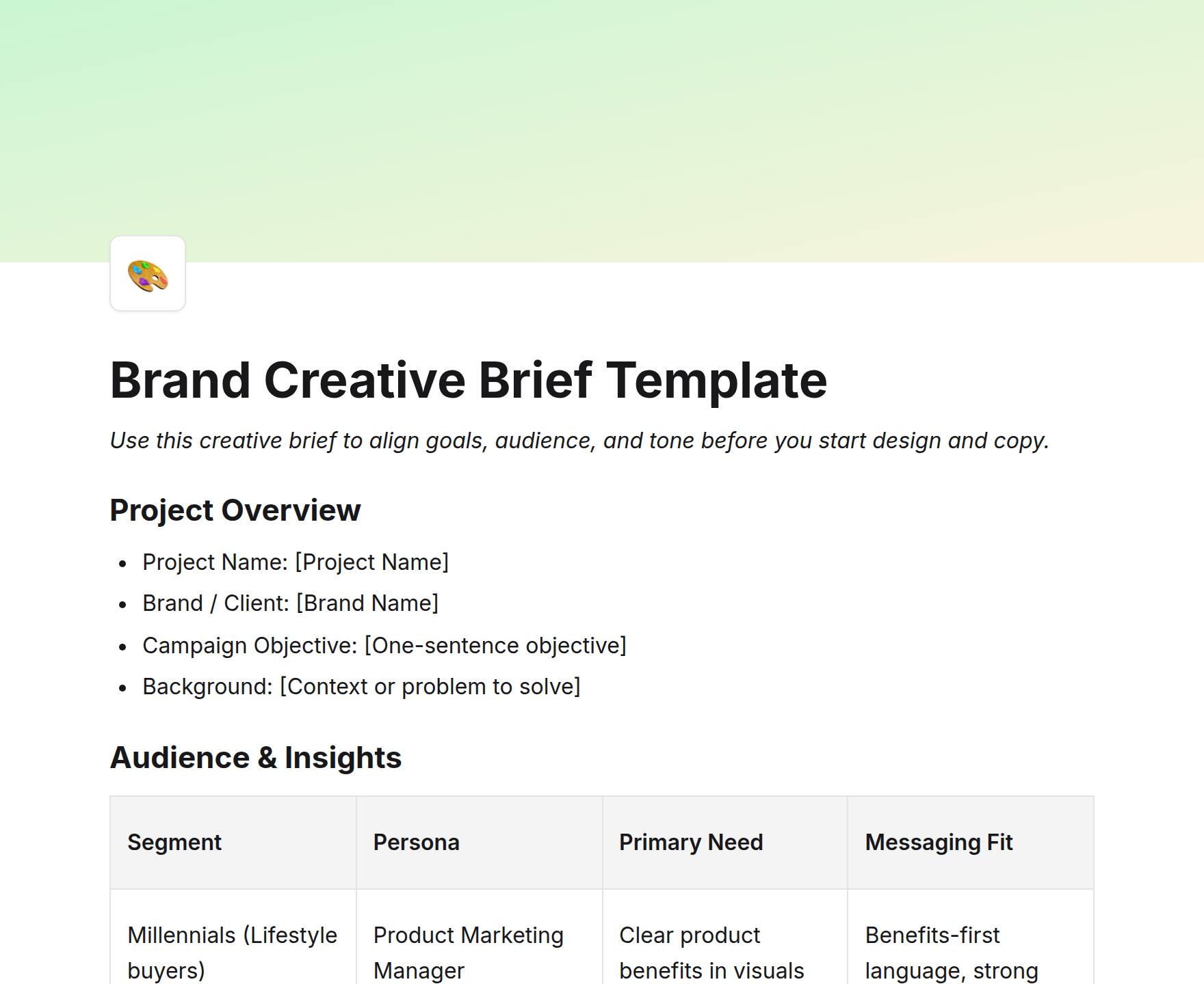 Brand Creative Brief Template