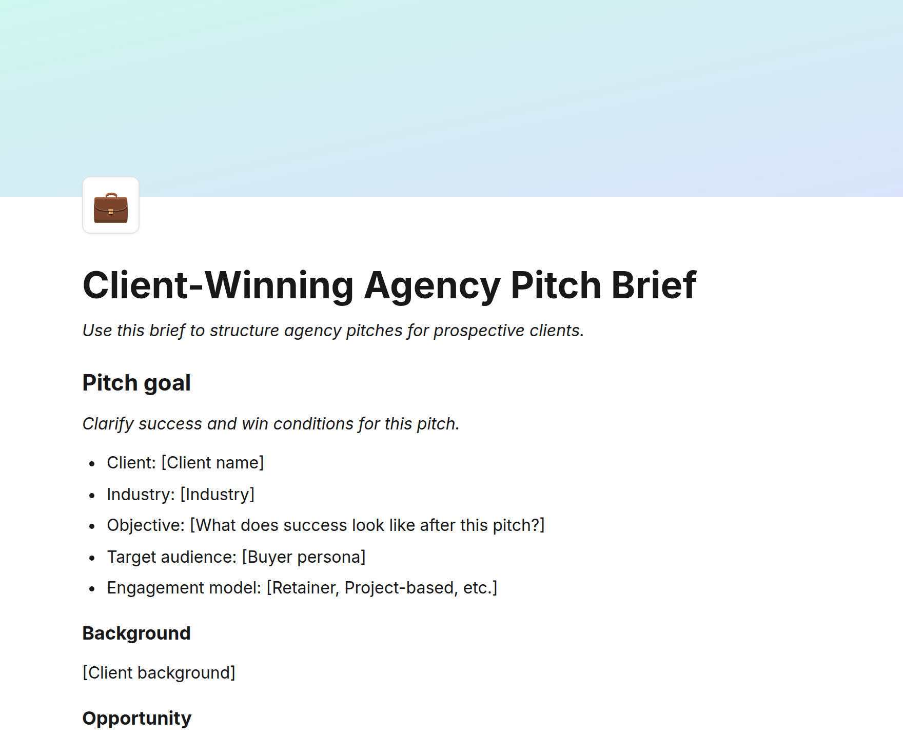 Client-Winning Agency Pitch Brief