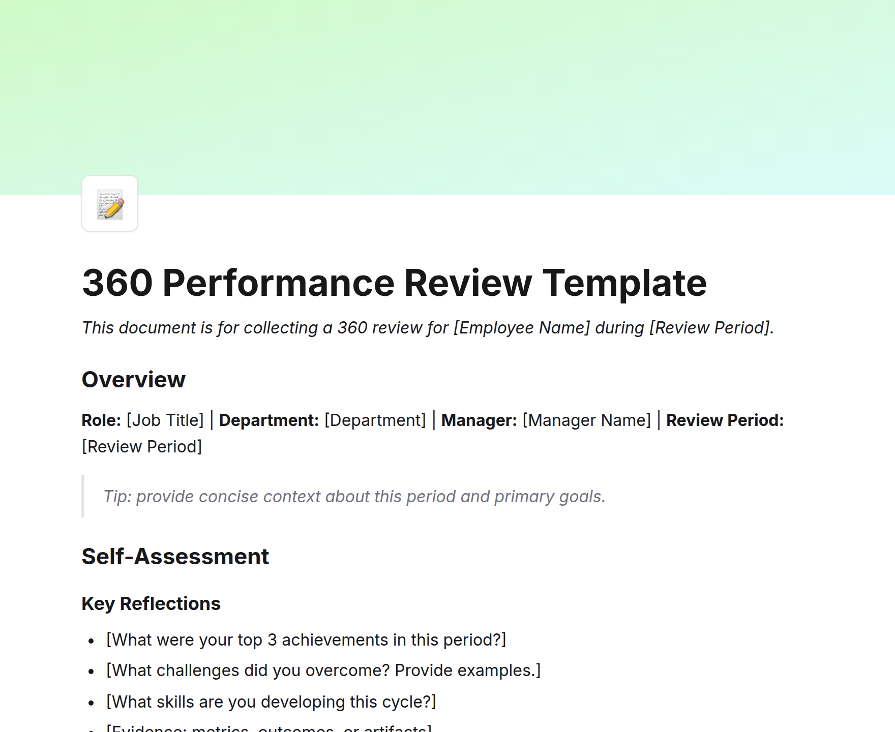 360 Performance Review Template