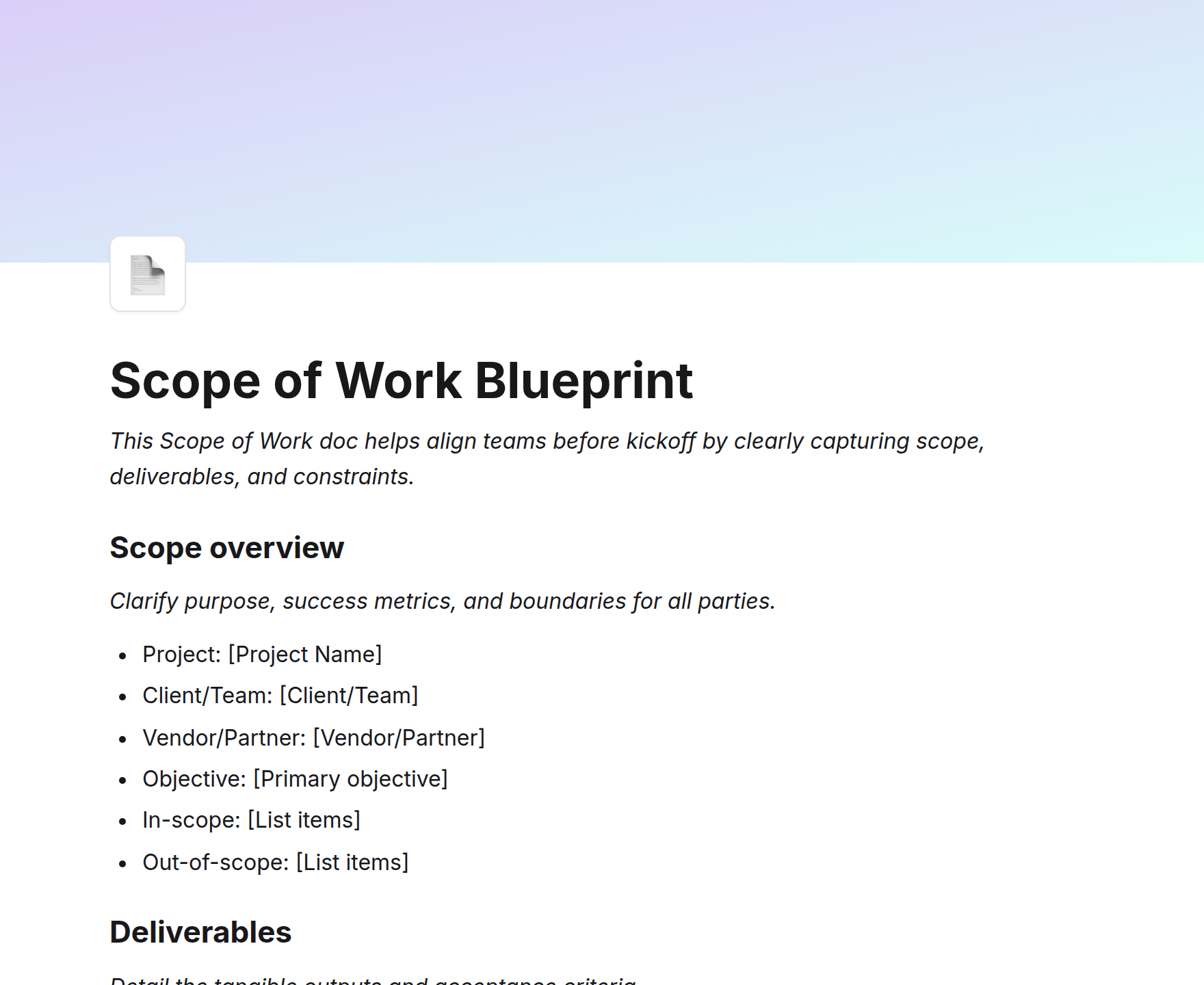 Scope of Work Blueprint