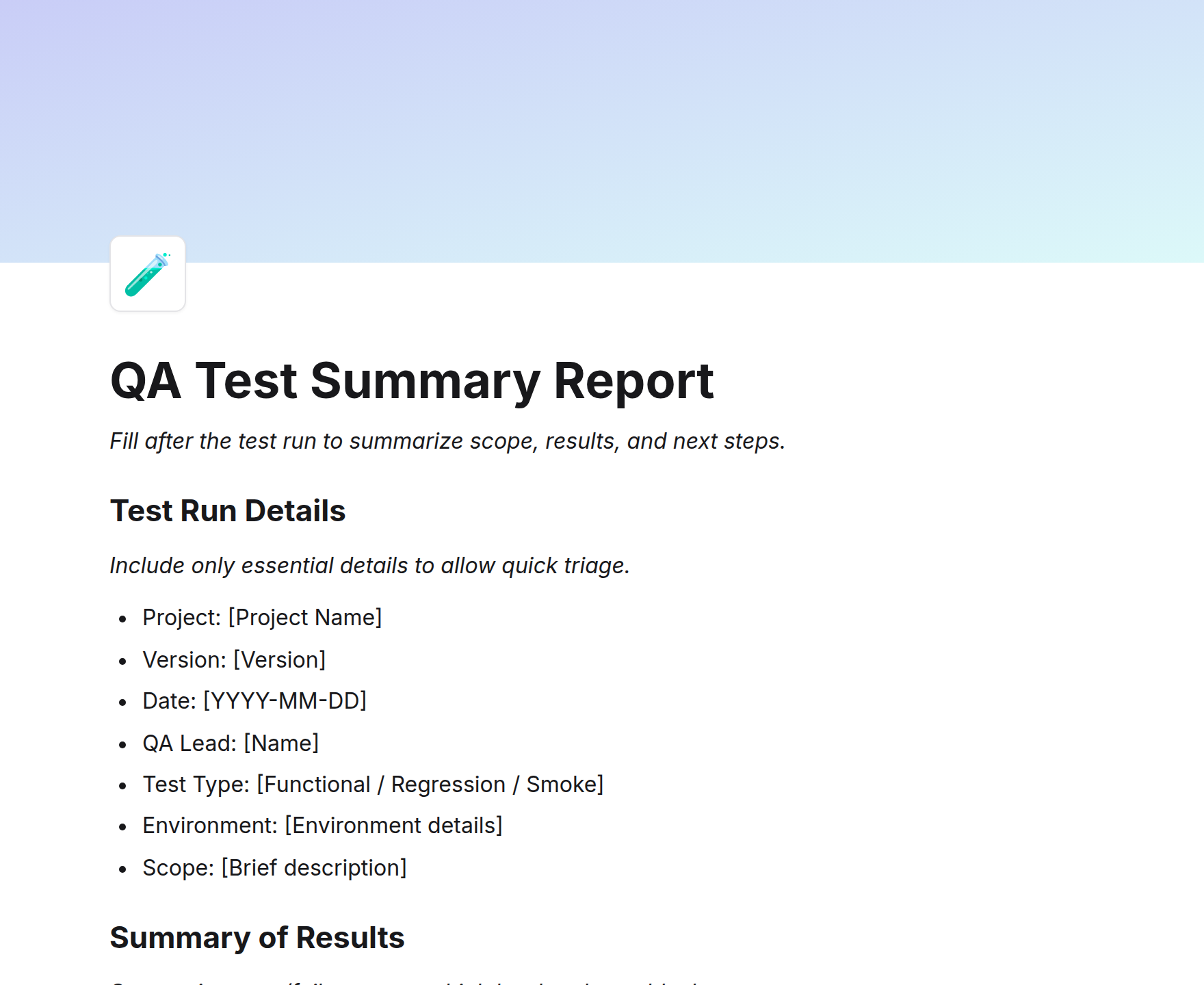 QA Test Summary Report