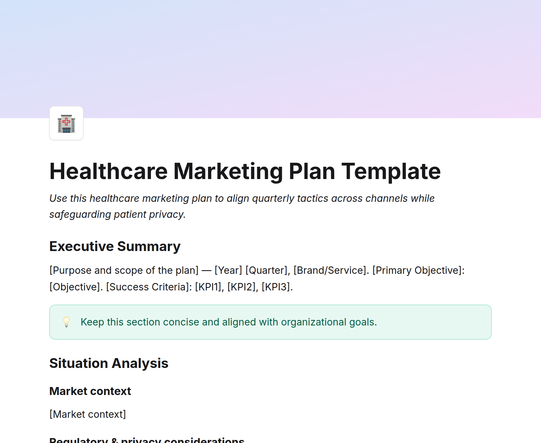 Healthcare Marketing Plan Template