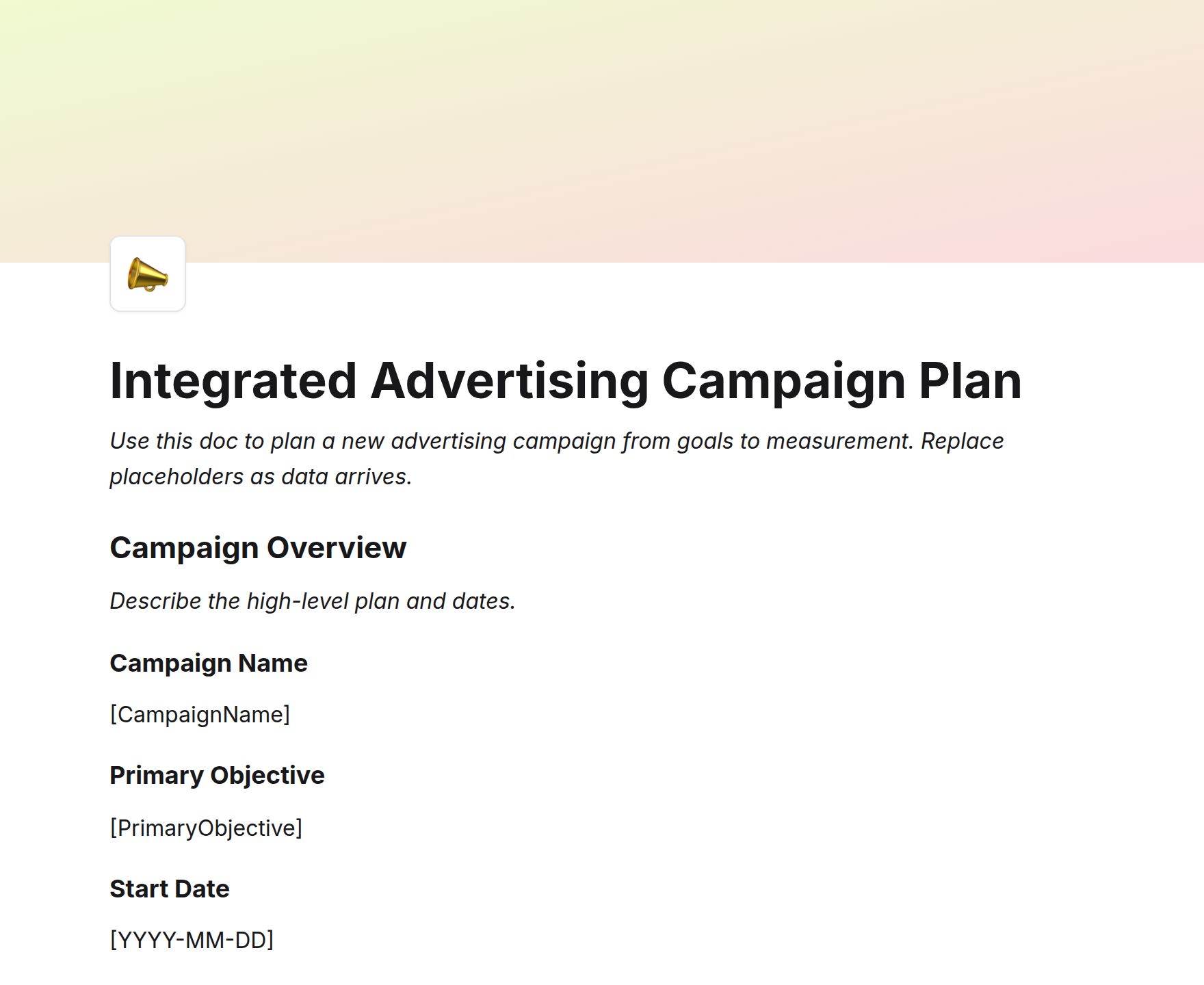 Integrated Advertising Campaign Plan