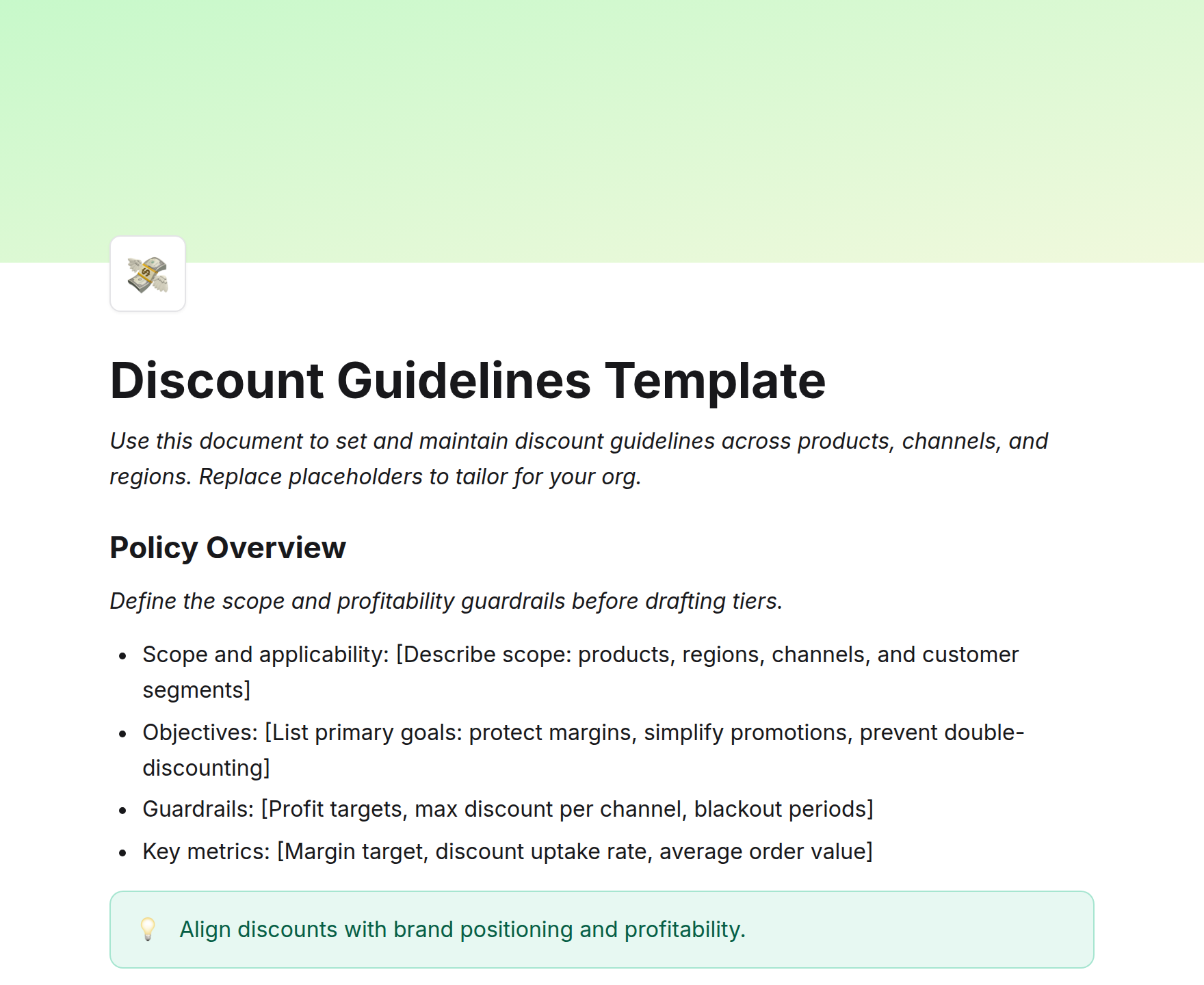 Discount Guidelines Template