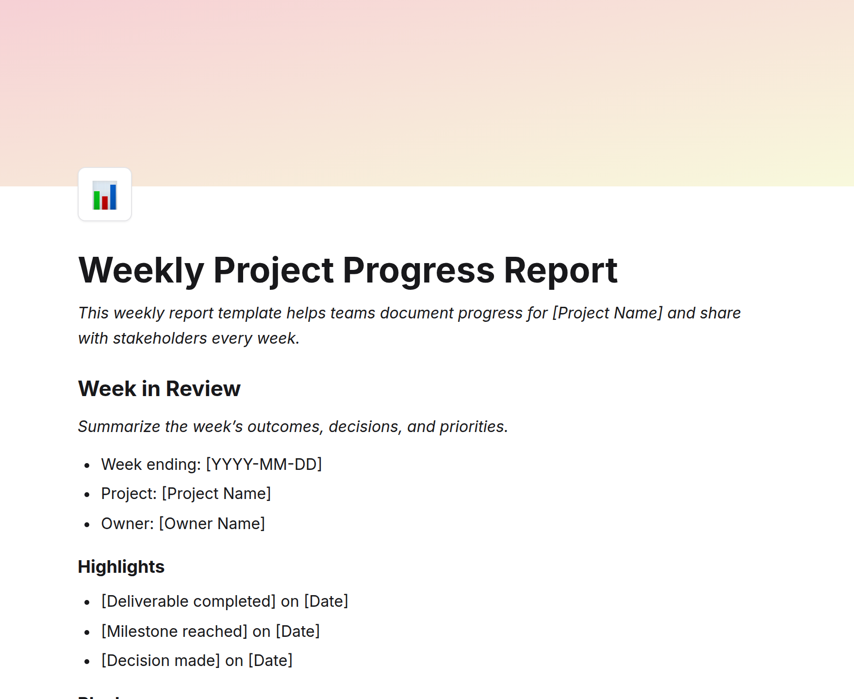 Weekly Project Progress Report
