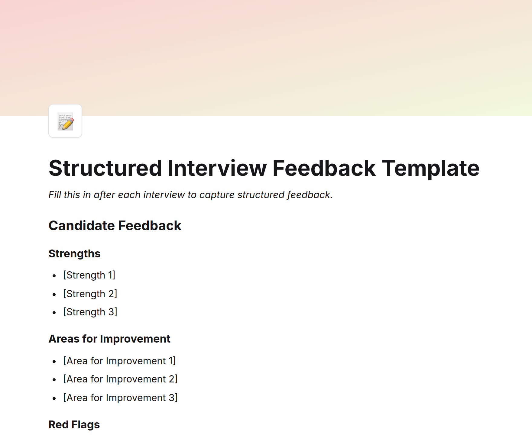 Structured Interview Feedback Template