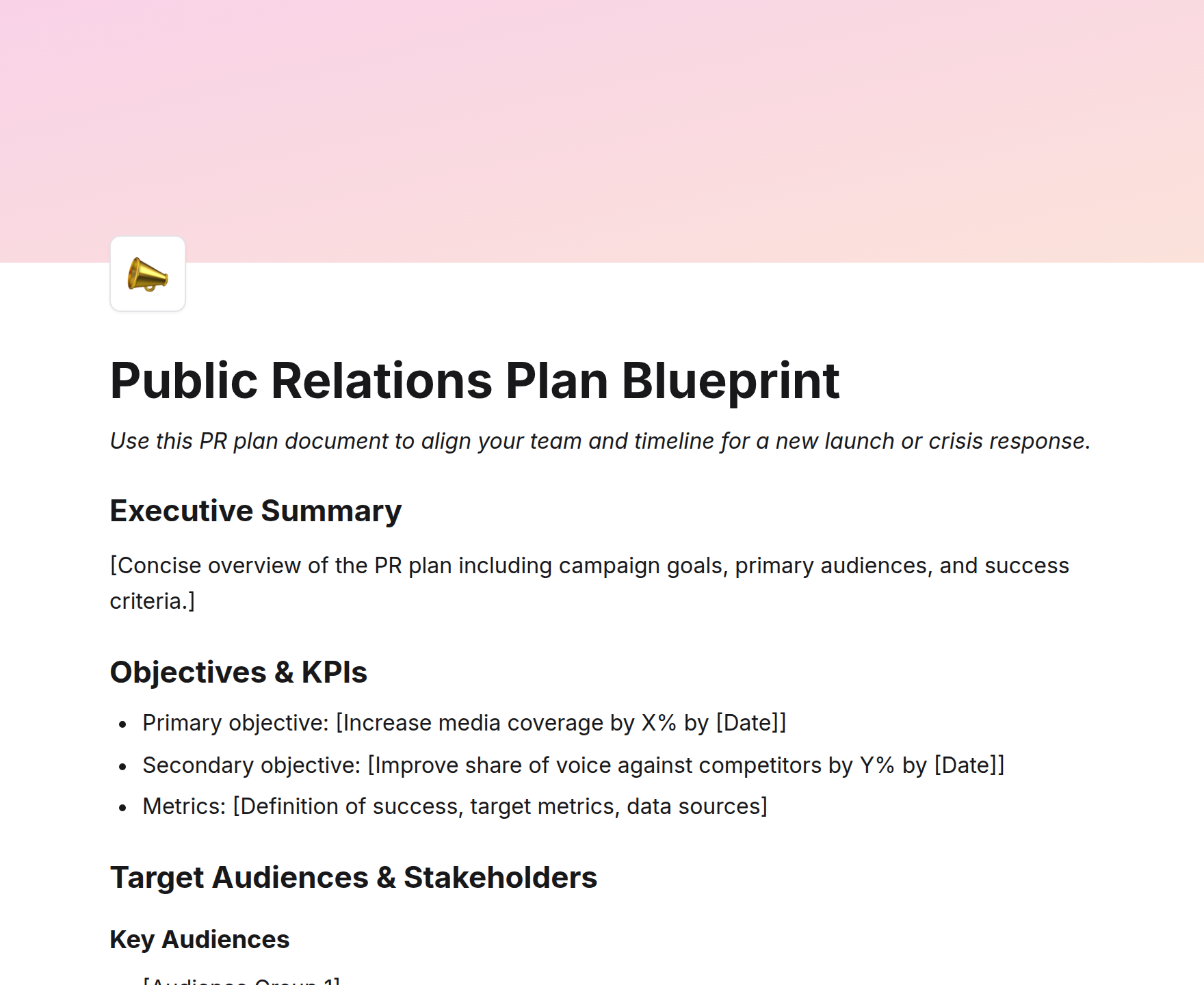 Public Relations Plan Blueprint