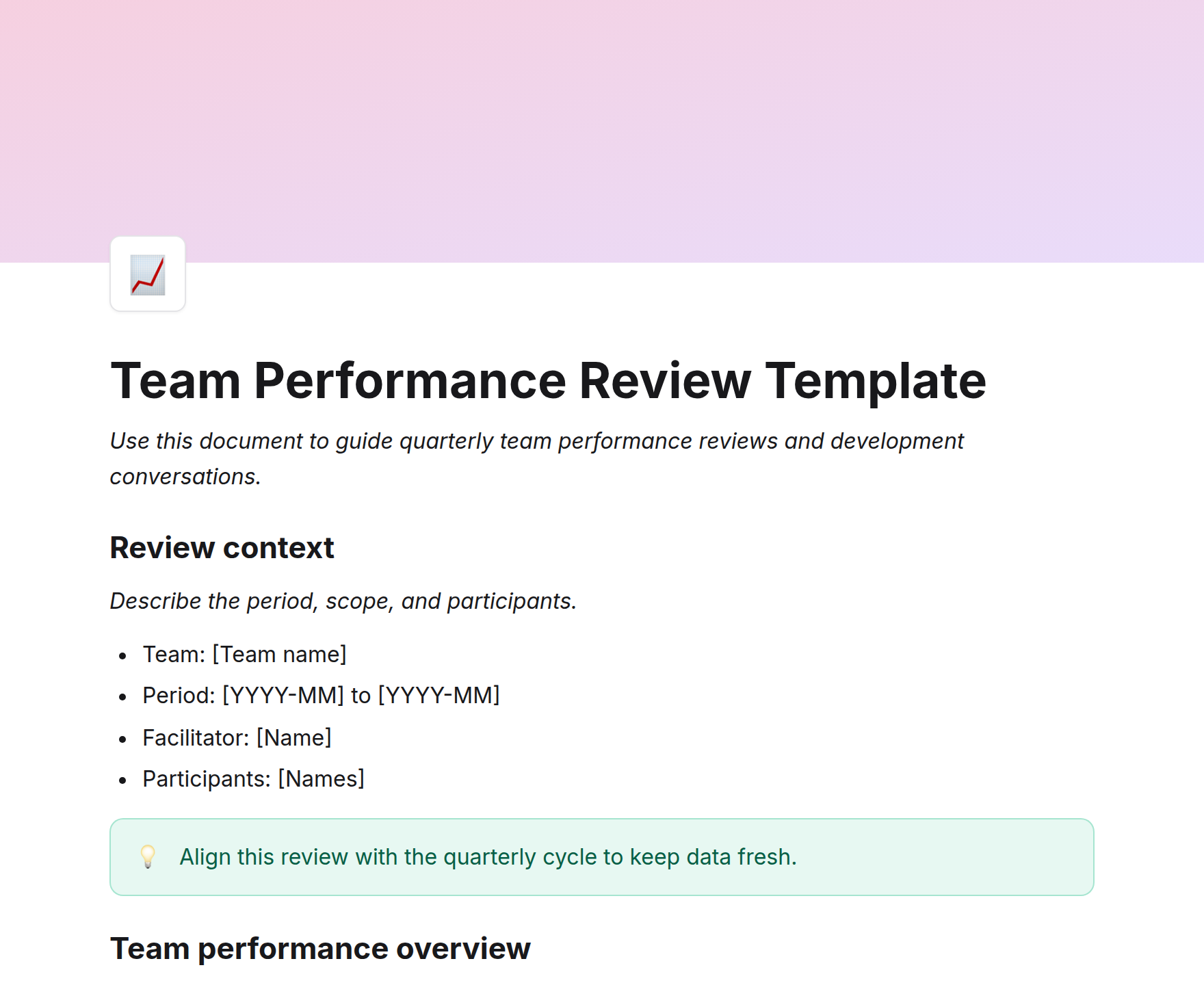 Team Performance Review Template