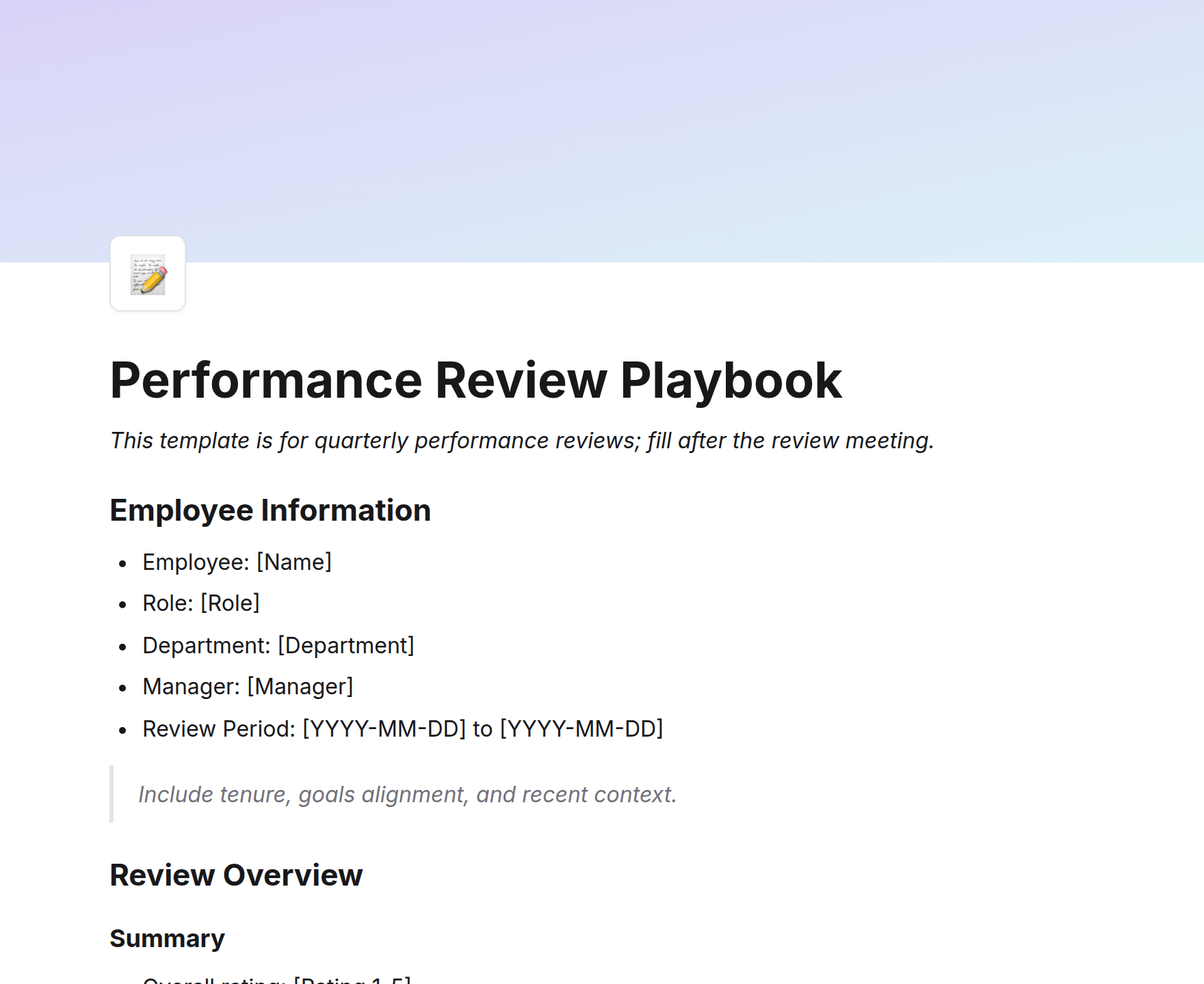 Performance Review Playbook